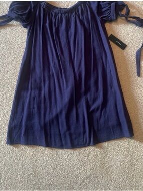 Lulu's Size XL  Navy Off-Shoulder Elastic Neckline Dress
